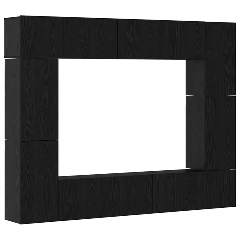 Zestaw szafek RTV 8 pcs Czarny Dąb Materiał drewnopochodny