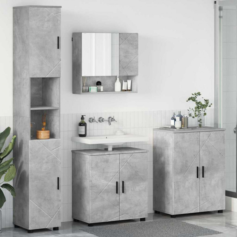 Zestaw mebli łazienkowych z drzwiami 4 pcs Betonowy szary