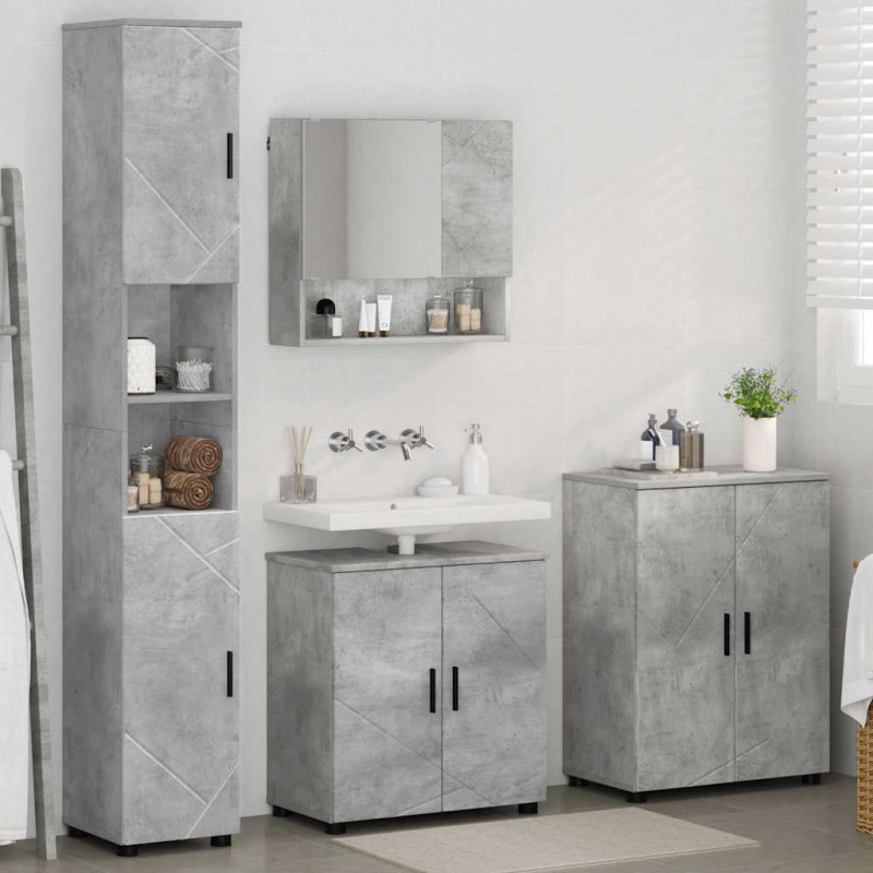 Zestaw mebli łazienkowych z drzwiami 4 pcs Betonowy szary