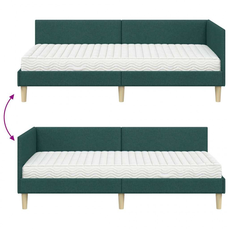 Rama Łóżka Narożnego z Materacem Inny 2 pcs Zielony tkanina