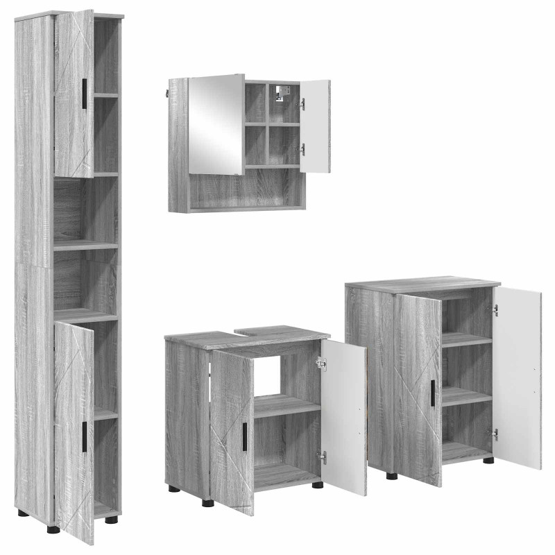 Zestaw mebli łazienkowych z przechowywaniem 4 pcs Szary Sonoma