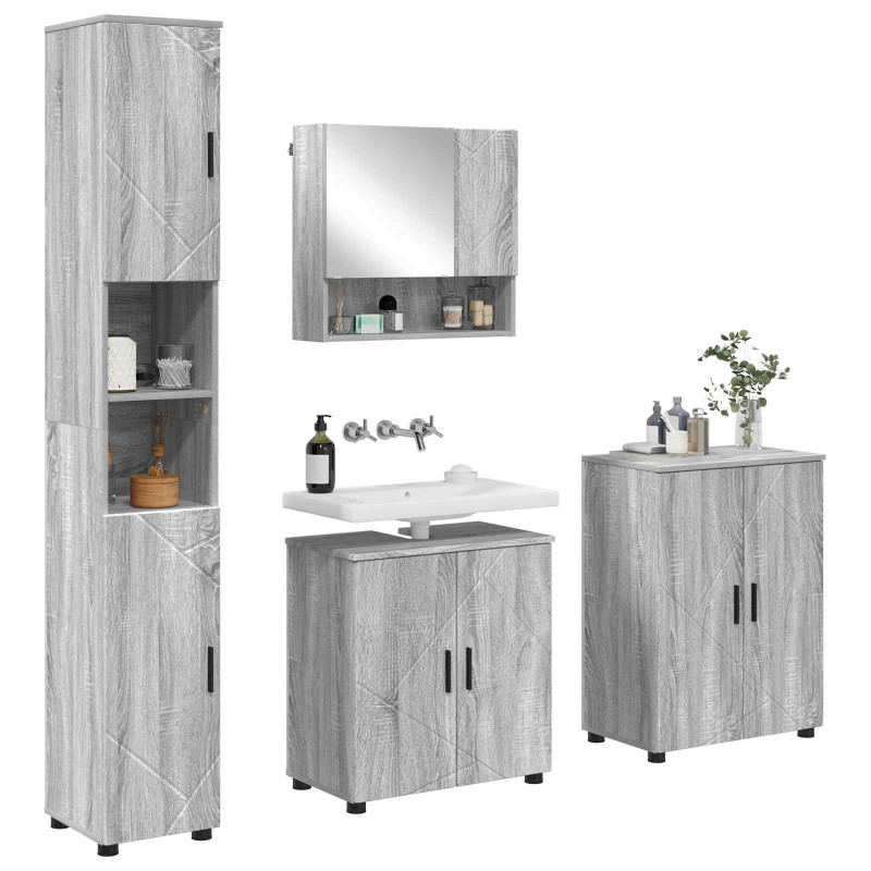 Zestaw mebli łazienkowych z przechowywaniem 4 pcs Szary Sonoma