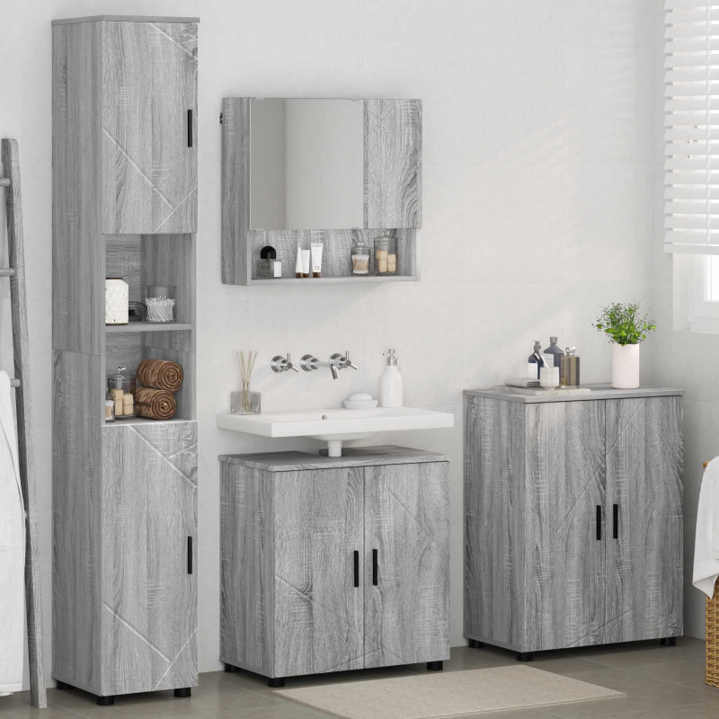 Zestaw mebli łazienkowych z przechowywaniem 4 pcs Szary Sonoma