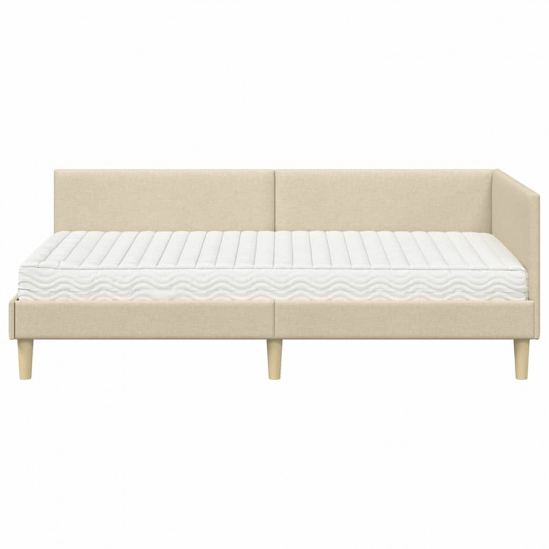 Rama Łóżka Narożnego z Materacem Inny 2 pcs Kremowy tkanina