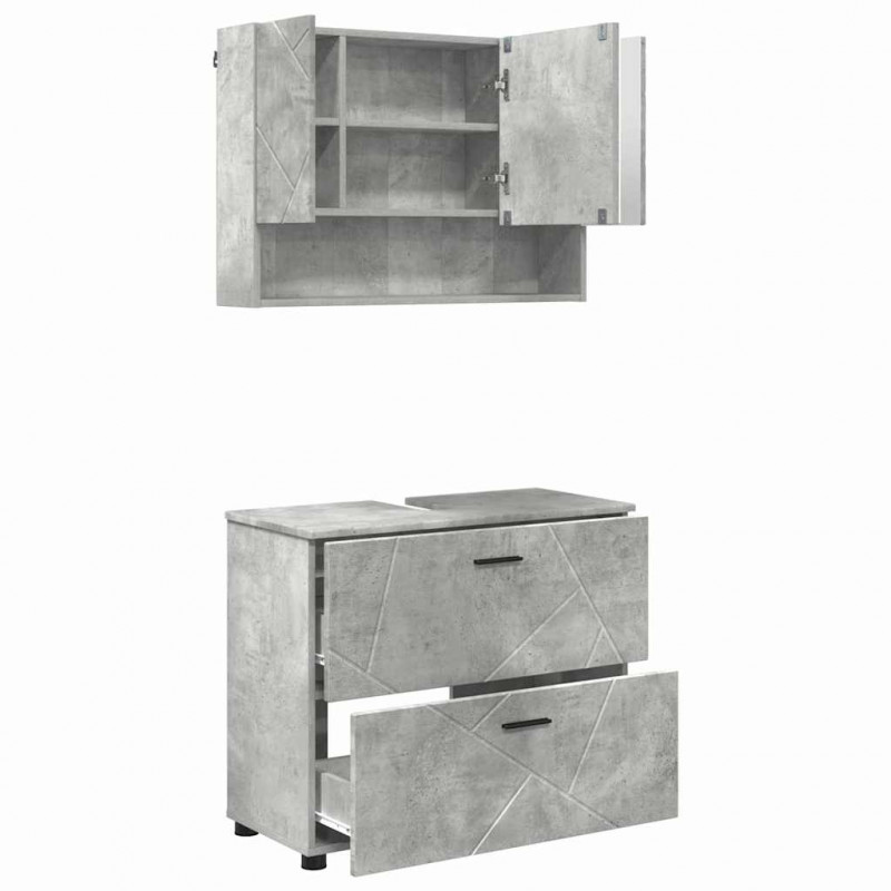 Zestaw mebli łazienkowych z szufladą 2 pcs Betonowy szary