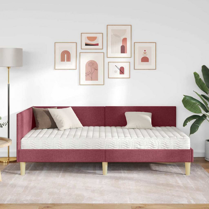 Rama Łóżka Narożnego z Materacem Inny 2 pcs Szary tkanina