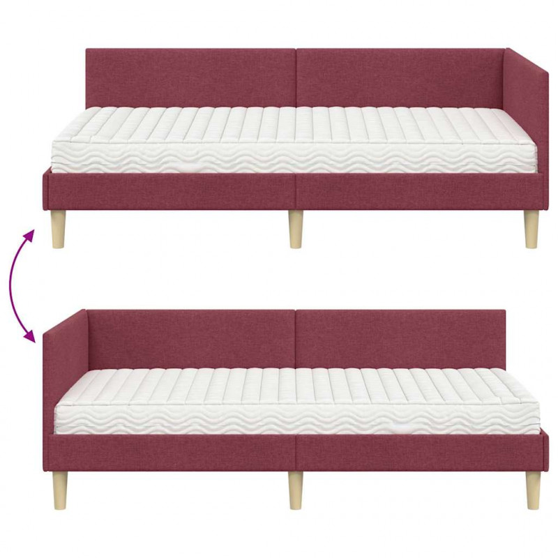 Rama Łóżka Narożnego z Materacem Inny 2 pcs Szary tkanina
