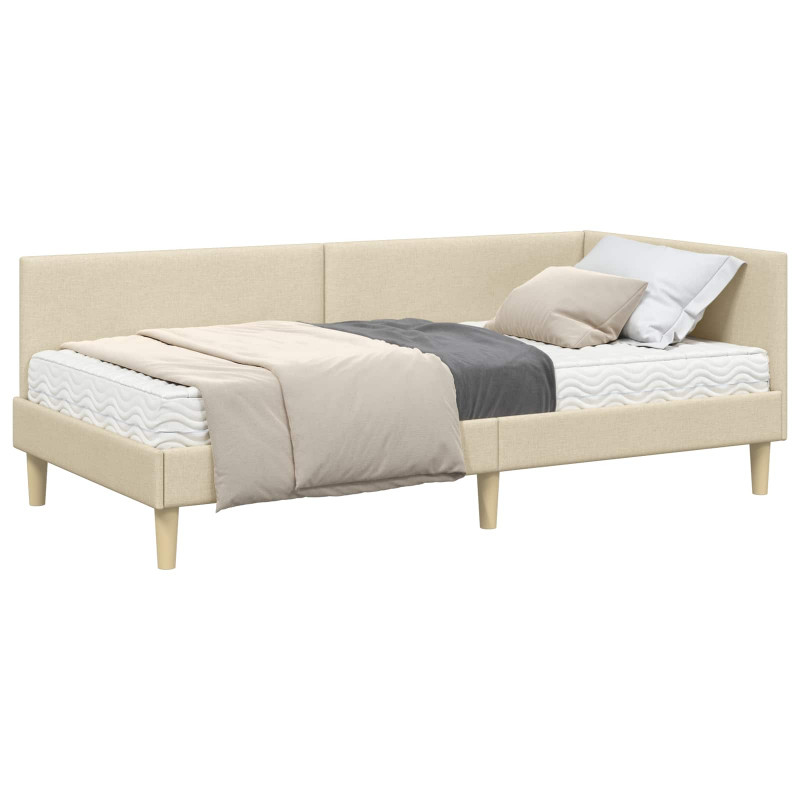 Rama Łóżka Narożnego z Materacem Inny 2 pcs Kremowy tkanina