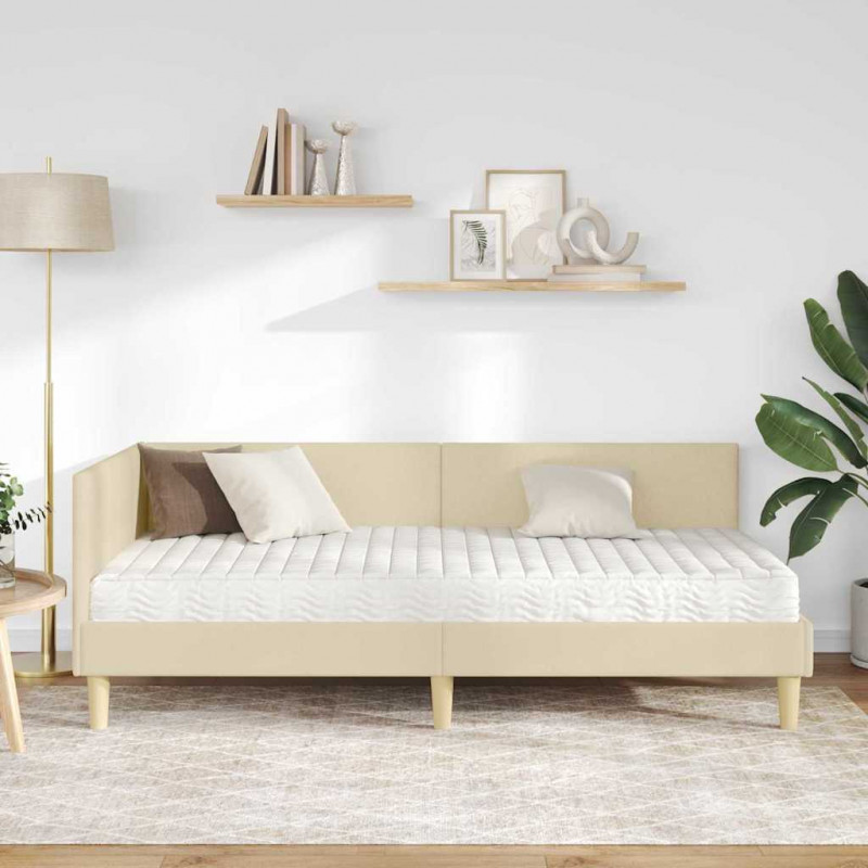 Rama Łóżka Narożnego z Materacem Inny 2 pcs Kremowy tkanina