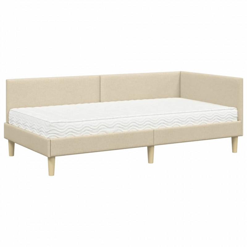 Rama Łóżka Narożnego z Materacem Inny 2 pcs Kremowy tkanina