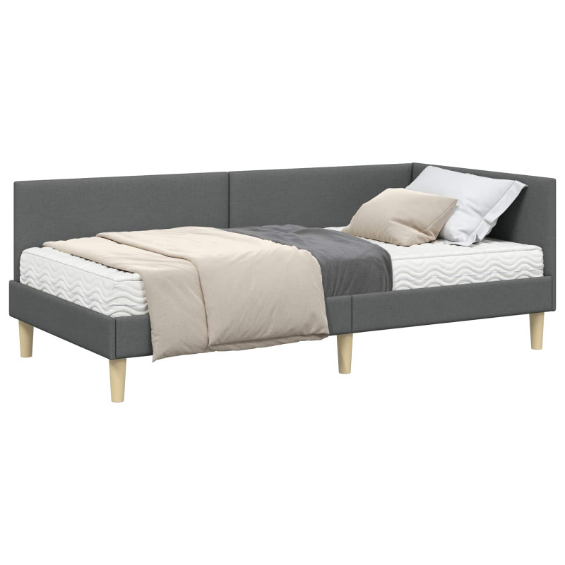 Rama Łóżka Narożnego z Materacem Inny 2 pcs Szary tkanina