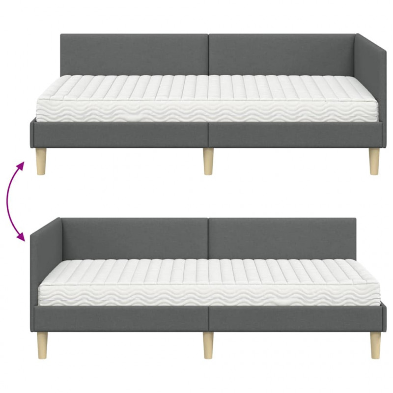 Rama Łóżka Narożnego z Materacem Inny 2 pcs Szary tkanina