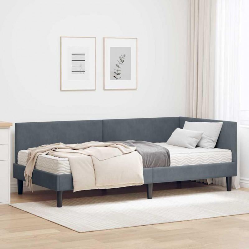 Rama Łóżka Narożnego z Materacem Inny 2 pcs Szary Aksamit