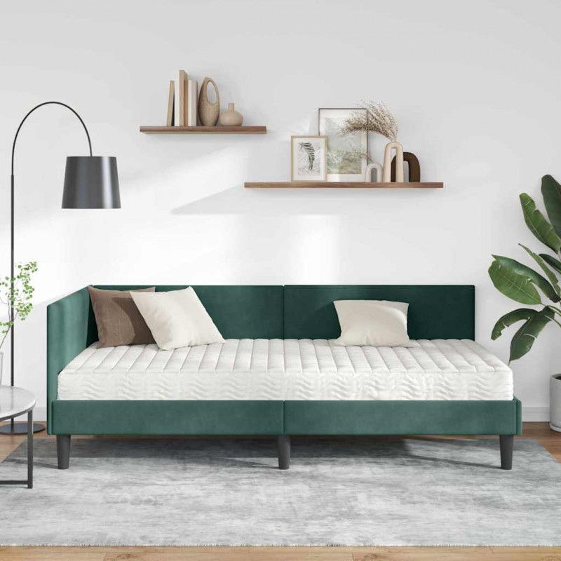 Rama Łóżka Narożnego z Materacem Inny 2 pcs Zielony Aksamit