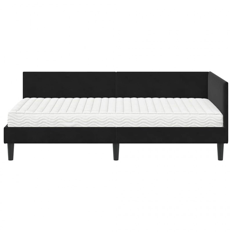 Rama Łóżka Narożnego z Materacem Inny 2 pcs Czarny Aksamit