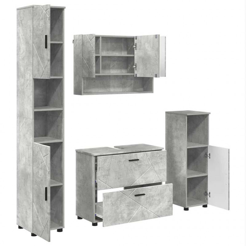 Zestaw mebli łazienkowych z szufladą 4 pcs Betonowy szary