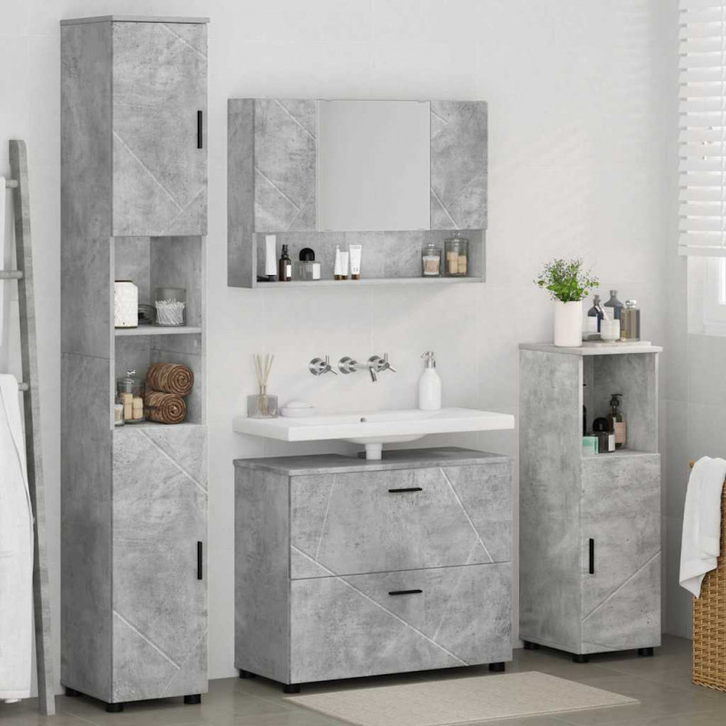 Zestaw mebli łazienkowych z szufladą 4 pcs Betonowy szary