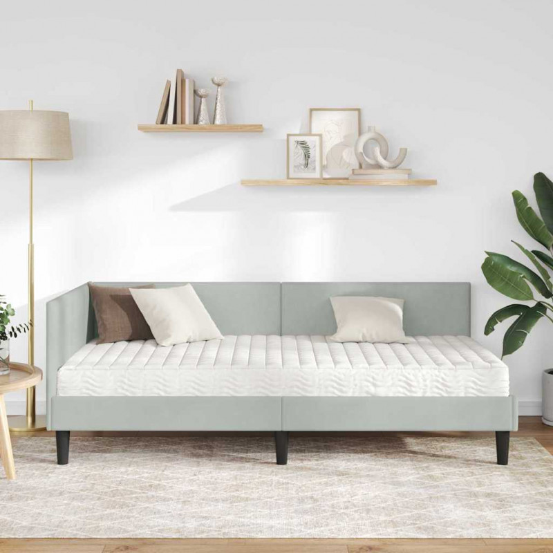 Rama Łóżka Narożnego z Materacem Inny 2 pcs Jasnoszary Aksamit