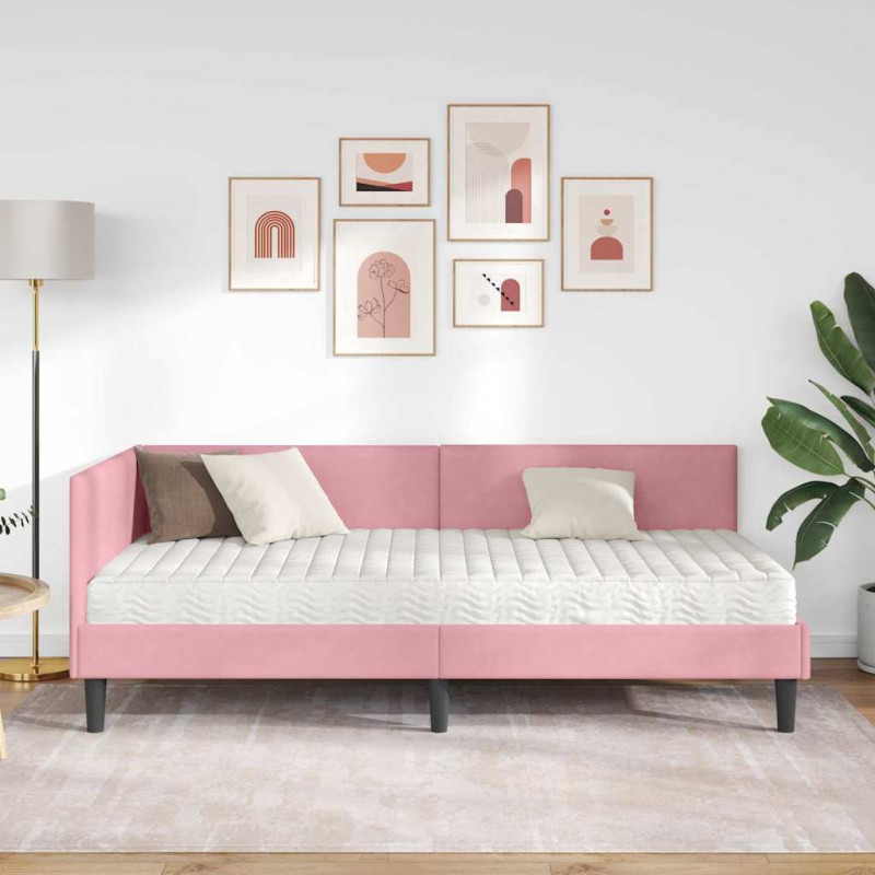 Rama Łóżka Narożnego z Materacem Inny 2 pcs Szary Aksamit
