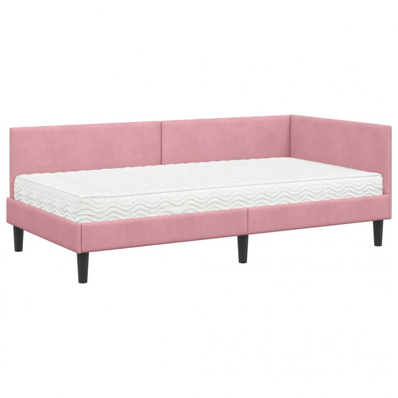 Rama Łóżka Narożnego z Materacem Inny 2 pcs Szary Aksamit