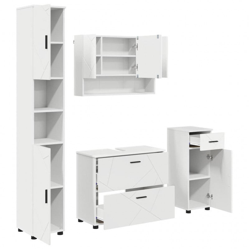 Zestaw mebli łazienkowych z szufladą z półką 4 pcs Biały