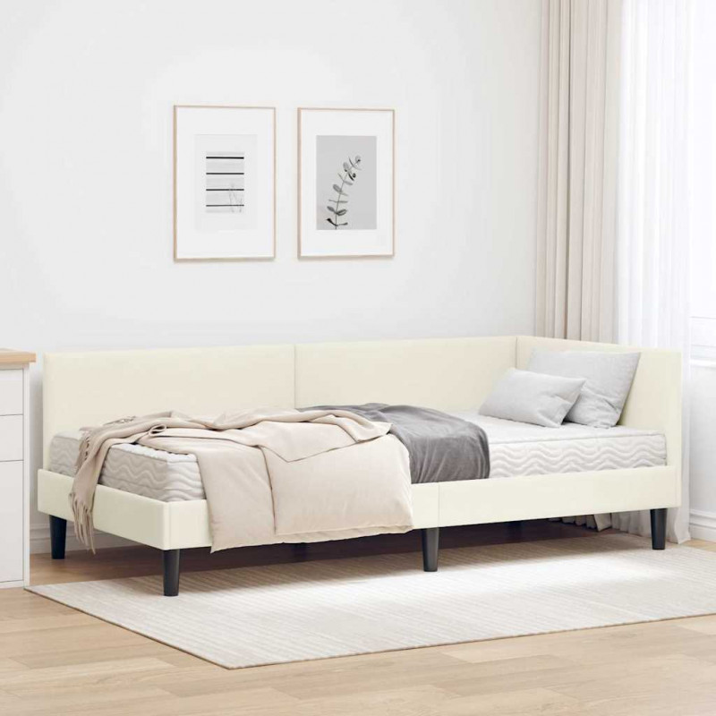 Rama Łóżka Narożnego z Materacem Inny 2 pcs Kremowy Aksamit