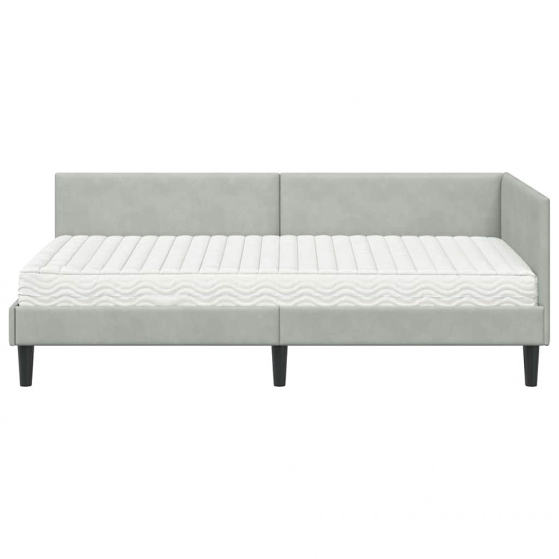 Rama Łóżka Narożnego z Materacem Inny 2 pcs Jasnoszary Aksamit