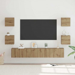 Zestaw szafek RTV Montowane na ścianie 7 pcs Dąb rzemieślniczy