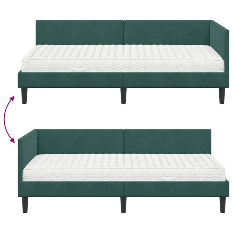 Rama Łóżka Narożnego z Materacem Inny 2 pcs Zielony Aksamit