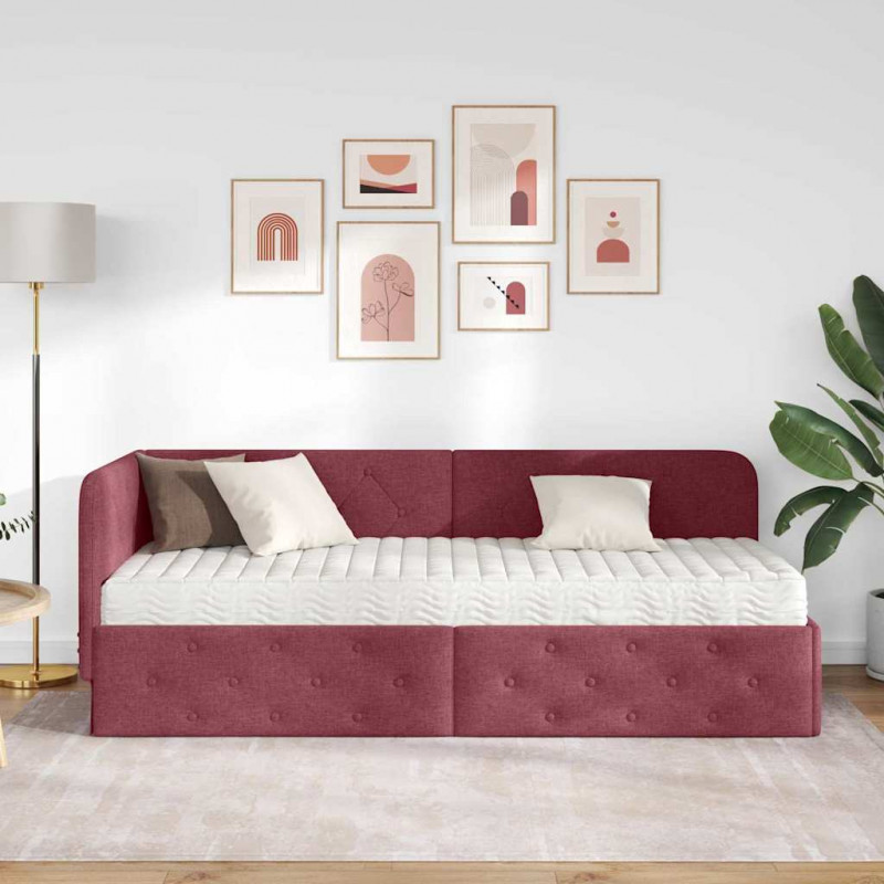 Rama łóżka narożnego Czerwone wino 80 x 200 cm tkanina