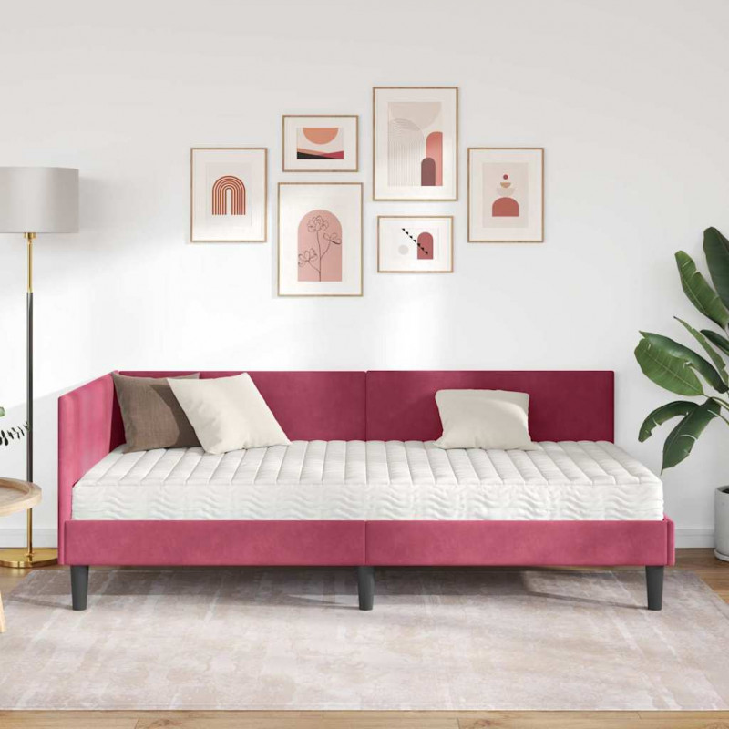 Rama Łóżka Narożnego z Materacem Inny 2 pcs Zielony Aksamit
