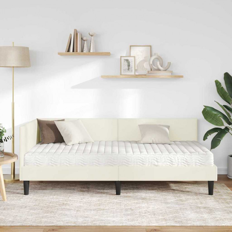 Rama Łóżka Narożnego z Materacem Inny 2 pcs Kremowy Aksamit