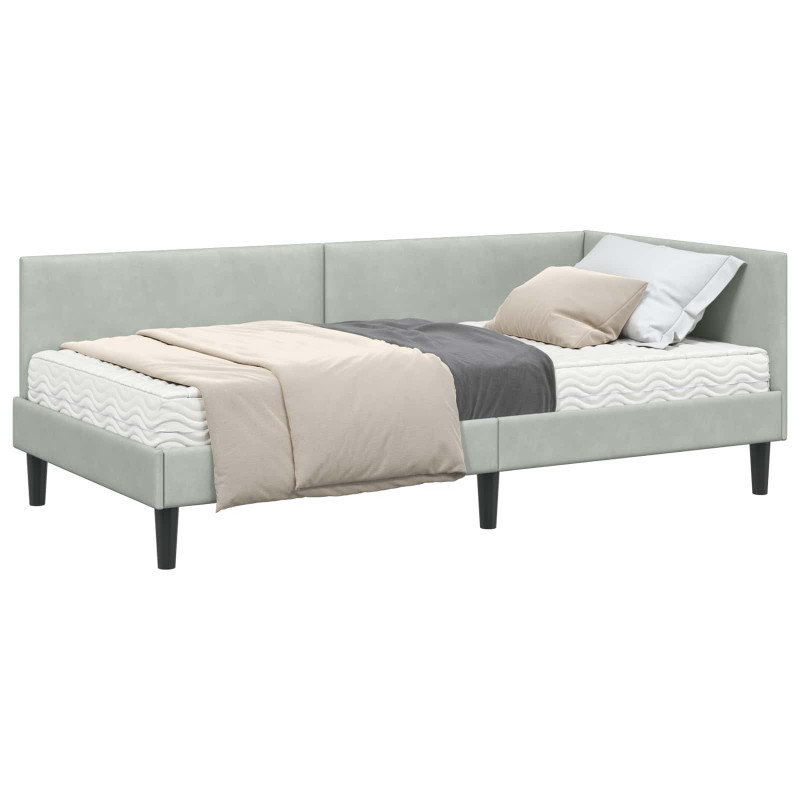 Rama Łóżka Narożnego z Materacem Inny 2 pcs Jasnoszary Aksamit