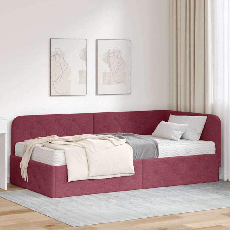 Rama łóżka narożnego Czerwone wino 90 x 190 cm tkanina