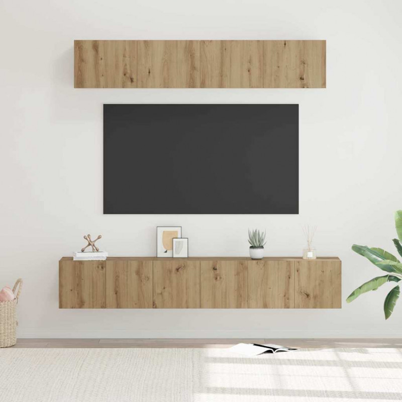 Zestaw szafek RTV Montowane na ścianie 5 pcs Dąb rzemieślniczy