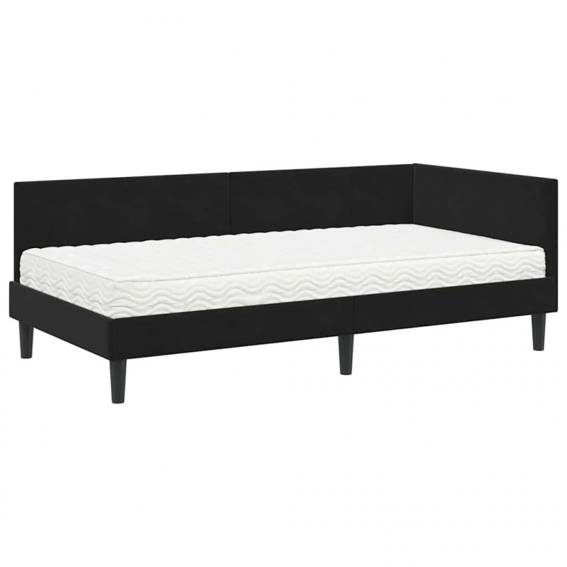 Rama Łóżka Narożnego z Materacem Inny 2 pcs Czarny Aksamit