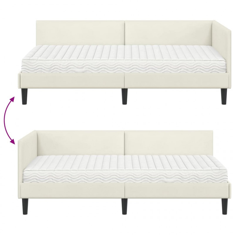 Rama Łóżka Narożnego z Materacem Inny 2 pcs Kremowy Aksamit