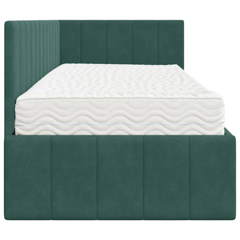 Rama Łóżka Narożnego z Materacem 2 pcs Zielony Aksamit