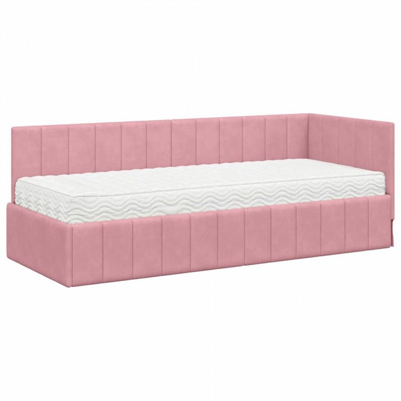 Rama Łóżka Narożnego z Materacem 2 pcs Szary Aksamit