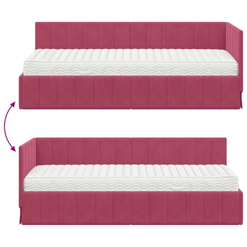 Rama Łóżka Narożnego z Materacem 2 pcs Zielony Aksamit