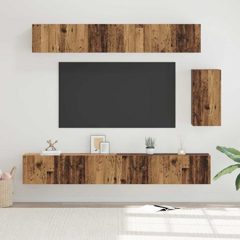 Zestaw szafek RTV 6 pcs Stare drewno Materiał drewnopochodny