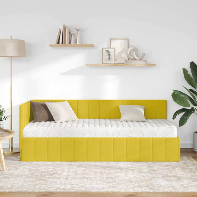 Rama Łóżka Narożnego z Materacem 2 pcs Żółty Aksamit