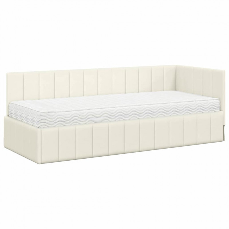 Rama Łóżka Narożnego z Materacem 2 pcs Kremowy Aksamit