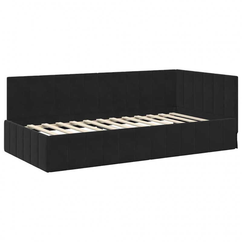 Rama Łóżka Narożnego z Materacem 2 pcs Czarny Aksamit