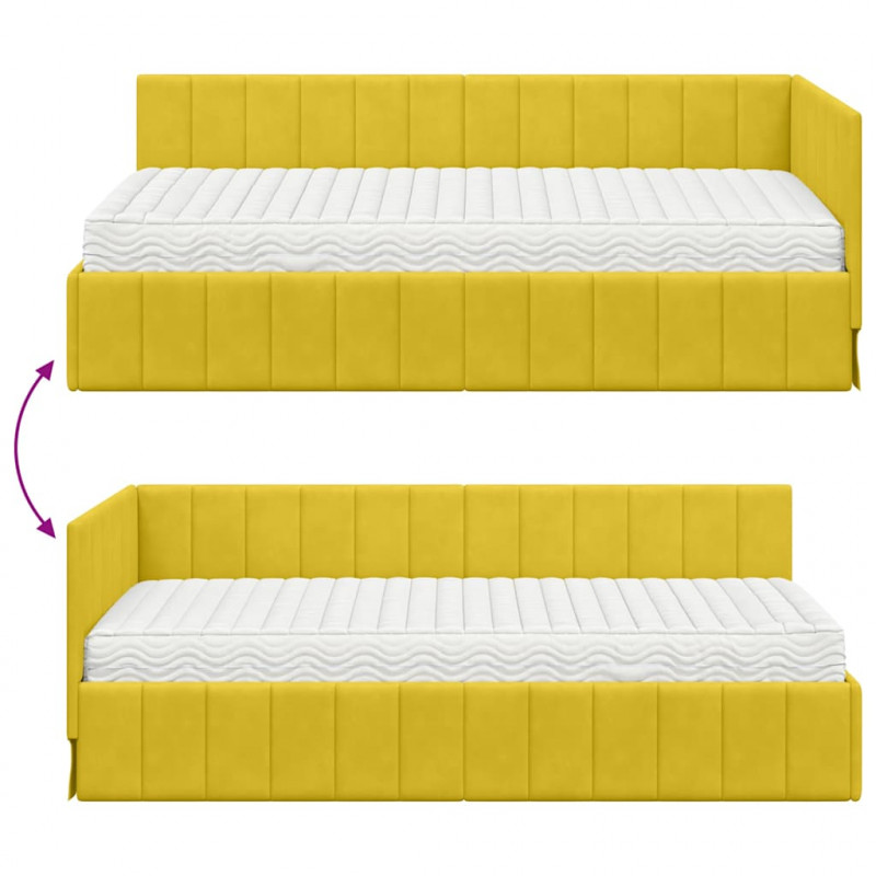 Rama Łóżka Narożnego z Materacem 2 pcs Żółty Aksamit