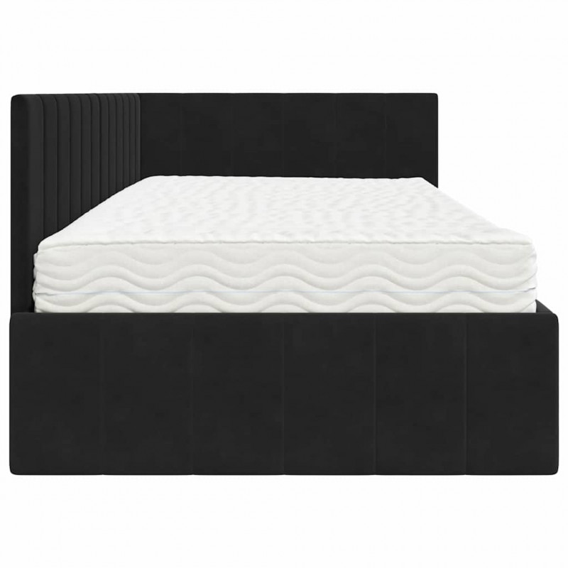 Rama Łóżka Narożnego z Materacem 2 pcs Czarny Aksamit