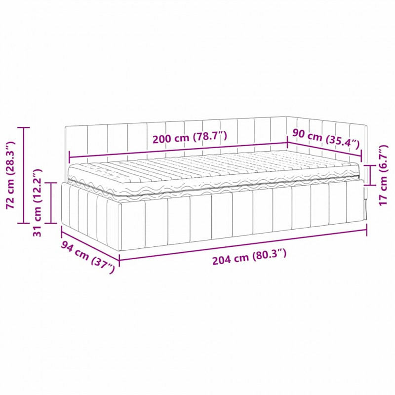 Rama Łóżka Narożnego z Materacem 2 pcs Żółty Aksamit