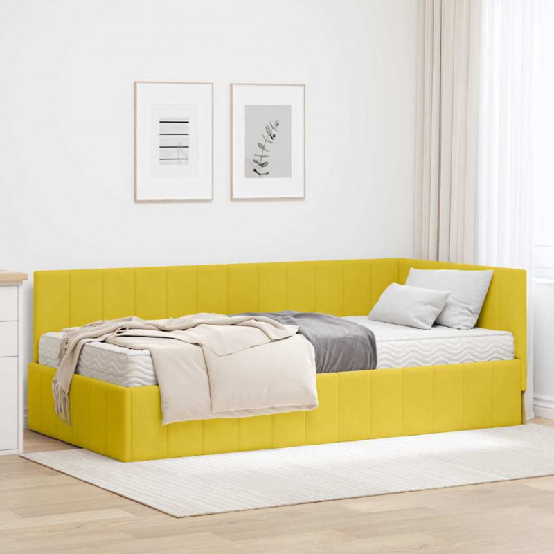 Rama Łóżka Narożnego z Materacem 2 pcs Żółty Aksamit