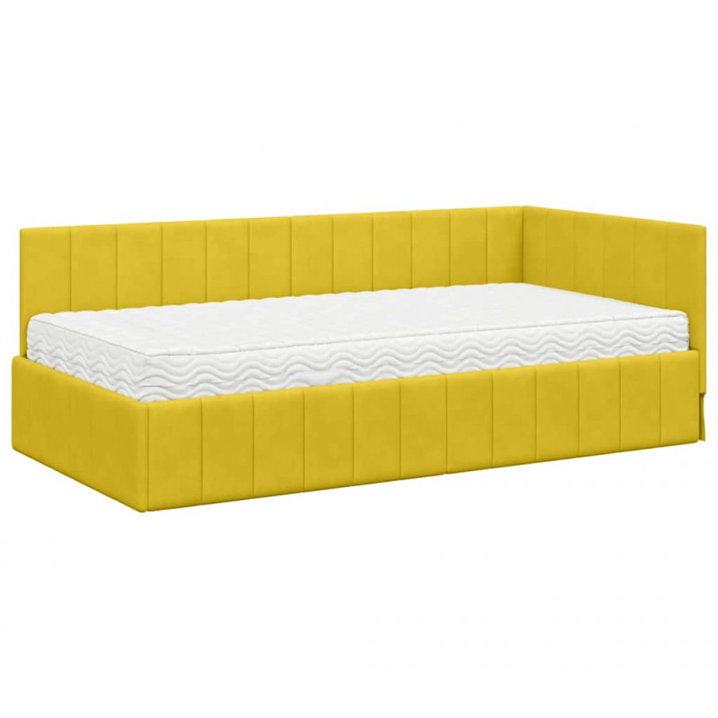 Rama Łóżka Narożnego z Materacem 2 pcs Żółty Aksamit