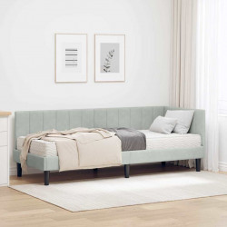 Rama Łóżka Narożnego z Materacem 2 pcs Jasnoszary Aksamit